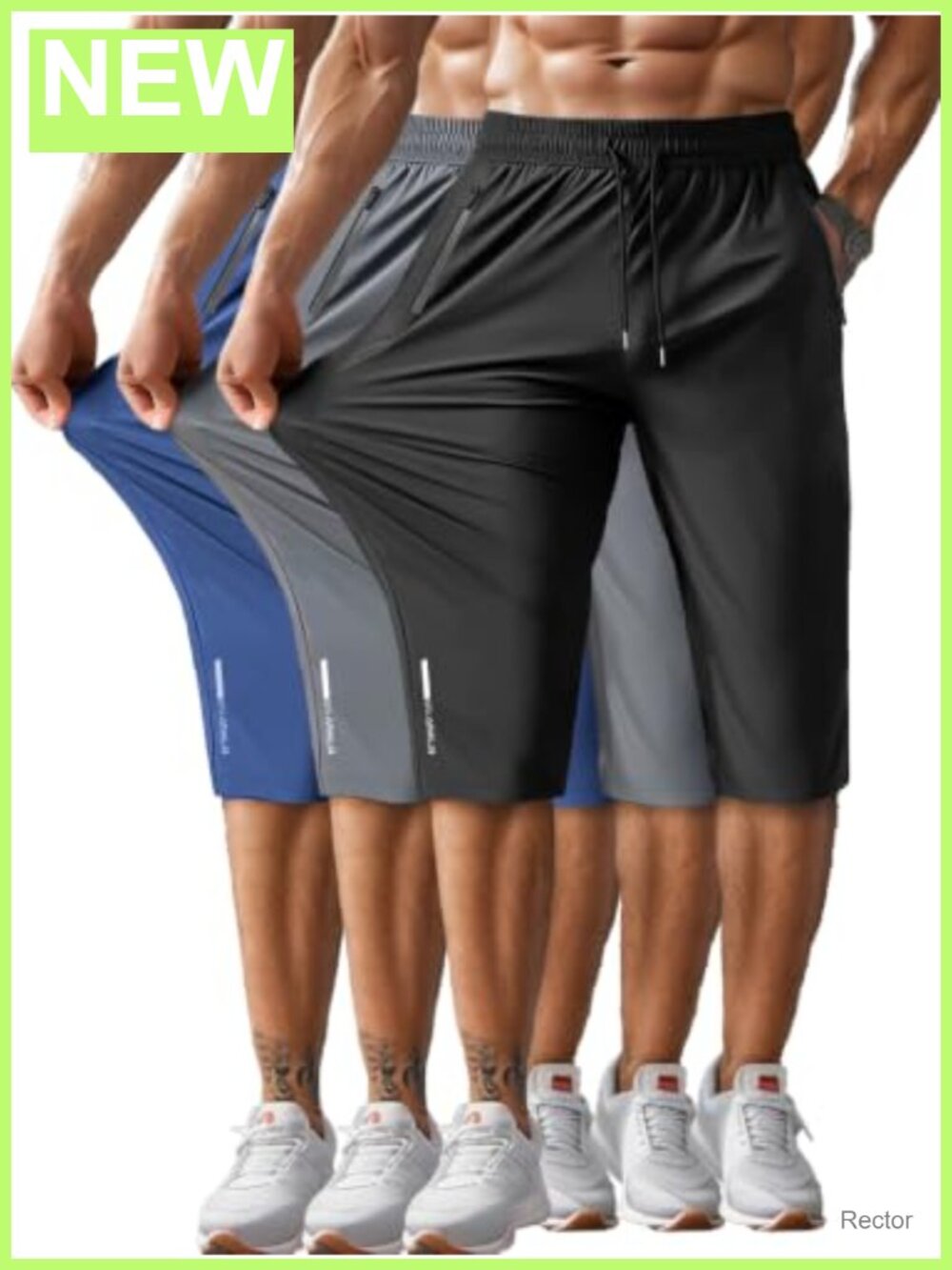 Men's 3/4 Capri Pants Below Knee Long Shorts Athletic Active Golf Running